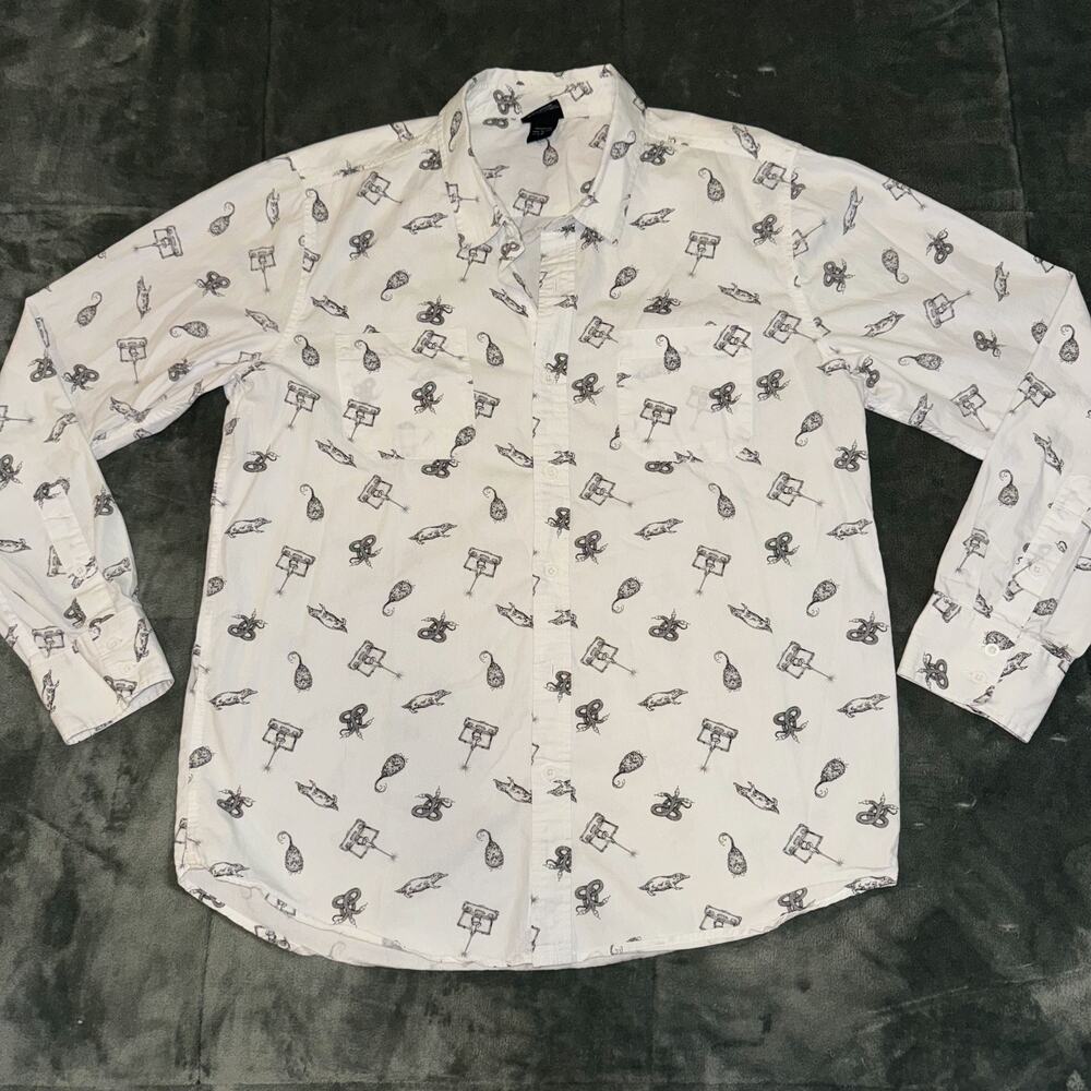 Hot Topic Fantastic Beasts Newt Scamander Woven Shirt Mens Large White Button-Up